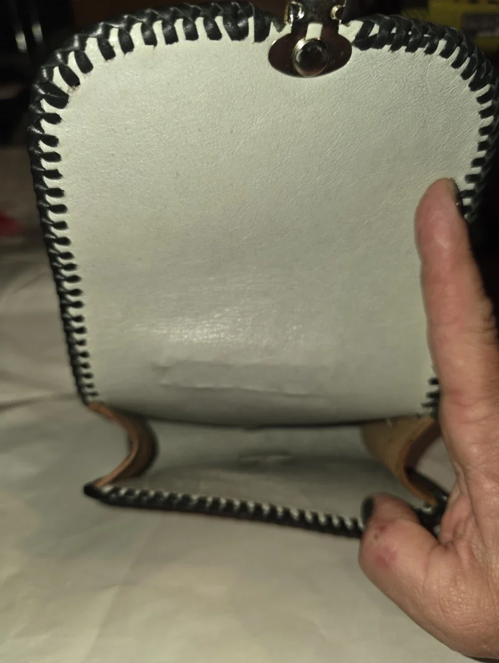 New,Handcrafted,Leather Eagle-Embossed Men's Wallet- Pouch Tan Black Stitching.